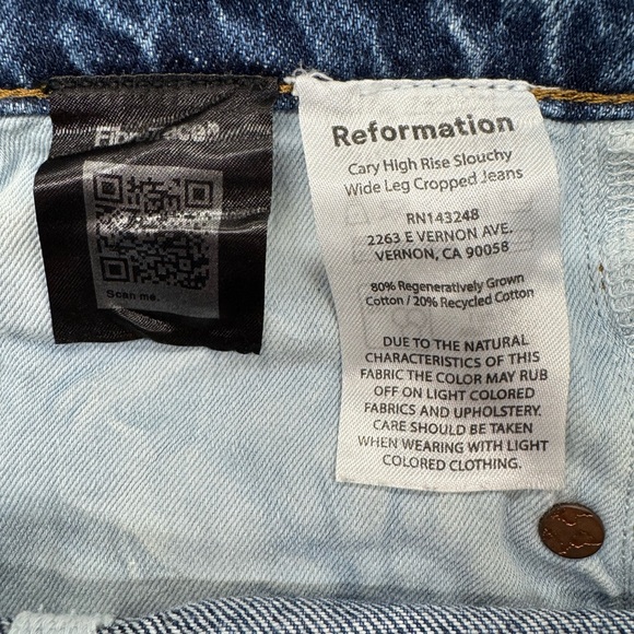 Reformation Cary High Rise Slouchy Wide Leg Jeans Size 25 - Picture 6 of 8